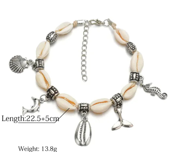 Dolphin Fishtail Shell Anklet