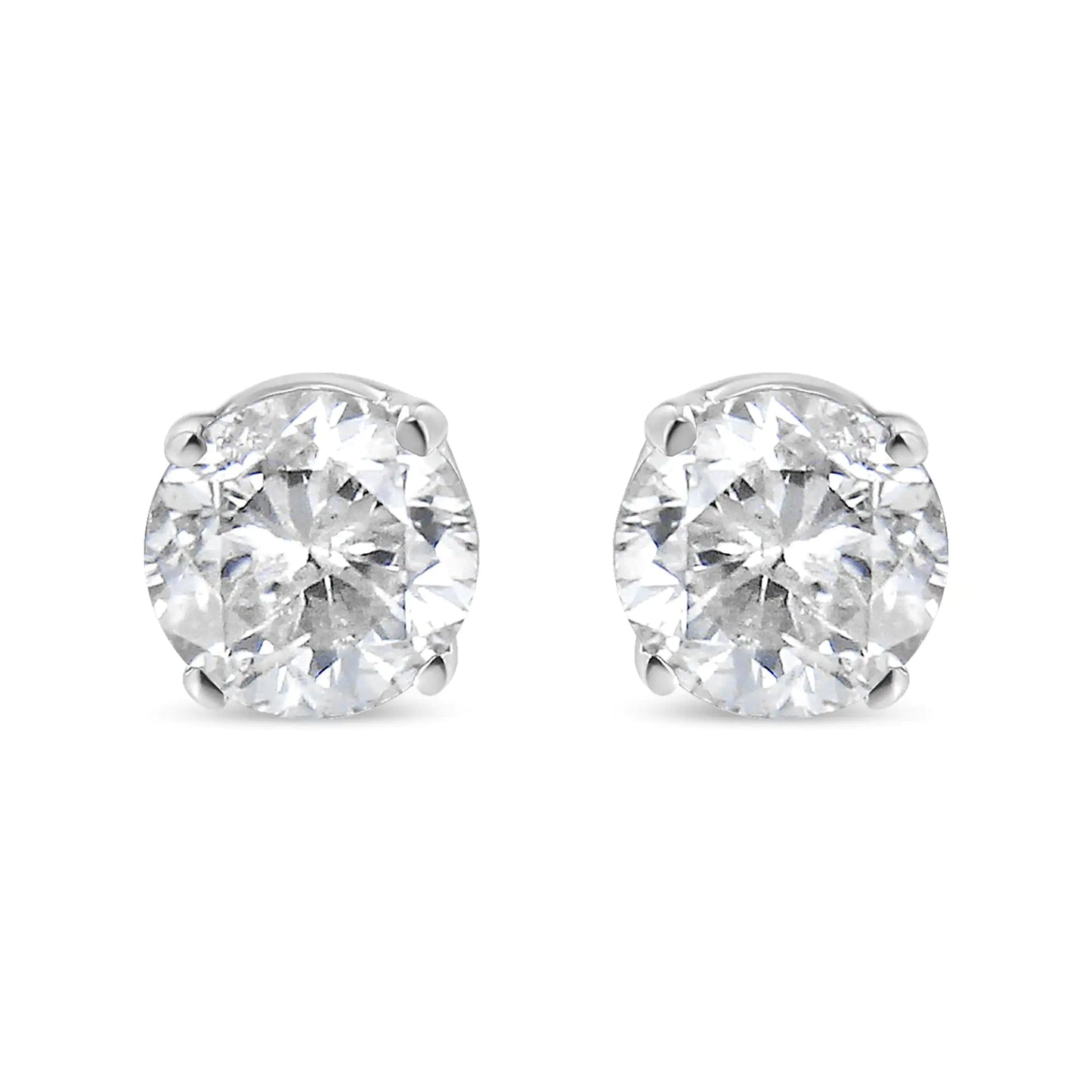 14K White Gold 1/5 Cttw Round Brilliant-Cut Near Colorless Diamond Classic 4-Prong Stud Earrings (H-I Color, I1-I2 Clarity)