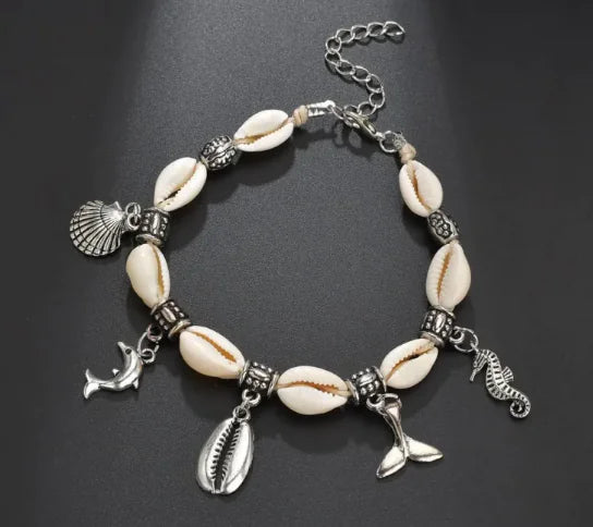 Dolphin Fishtail Shell Anklet