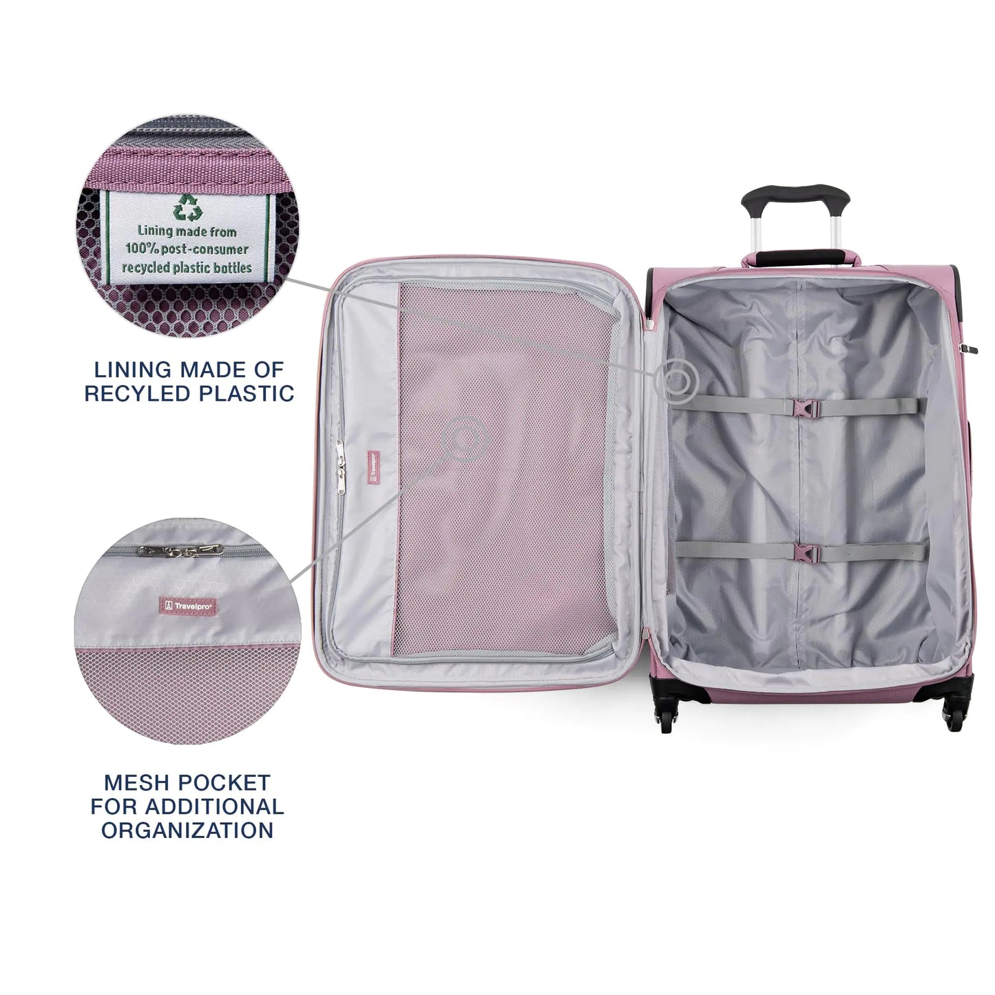 Travelpro Maxlite 5 Softside Expandable Checked Luggage with 4 Spinner Wheels, Lightweight Suitcase, Men and Women, Orchid Pink Purple, Checked Medium 25-Inch Checked-Medium 25-Inch