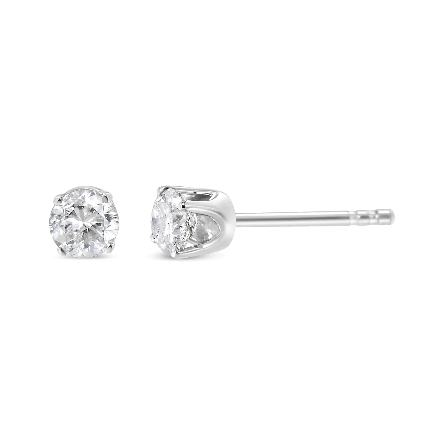 14K White Gold 1/5 Cttw Round Brilliant-Cut Near Colorless Diamond Classic 4-Prong Stud Earrings (H-I Color, I1-I2 Clarity)