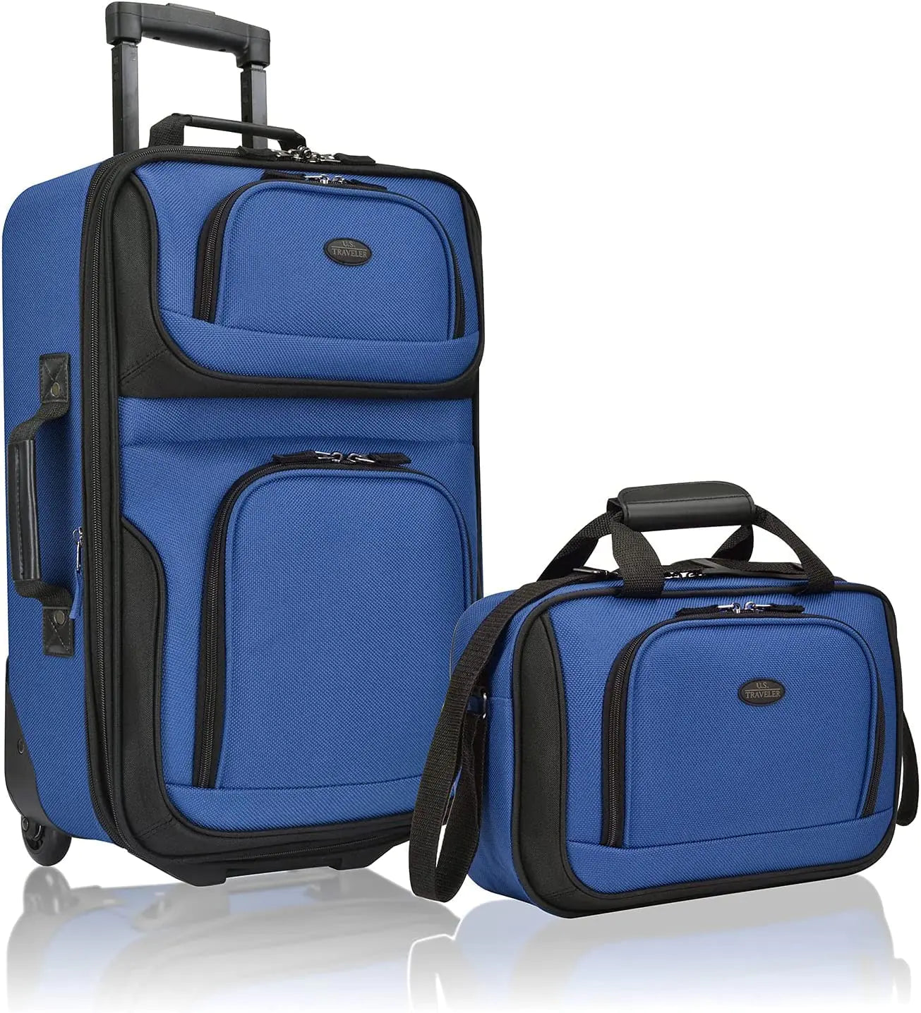 U.S. Traveler Rio Lightweight Carry-On Suitcase 20" Softside Expandable Design, Durable, Business and Travel, Blue, Set Royal Blue 2 Wheel