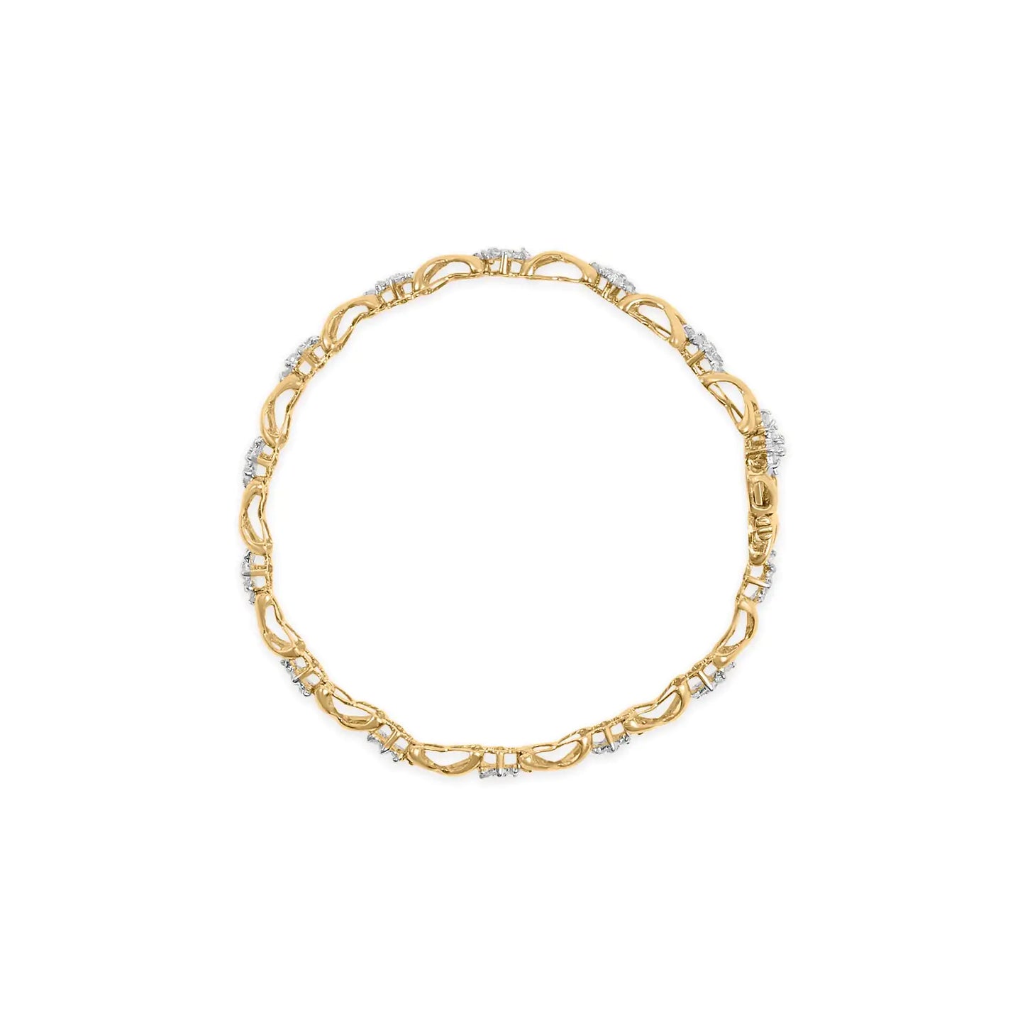 10k Yellow Gold Plated .925 Sterling Silver 2.00 Cttw Round-Cut Diamond Link 7" Bracelet (H-I Color, I2-I3 Clarity)