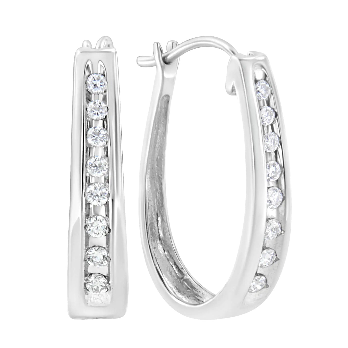 .925 Sterling Silver 1/4 Cttw Lab Grown Diamond Hoop Earring (F-G Color, VS2-SI1 Clarity)