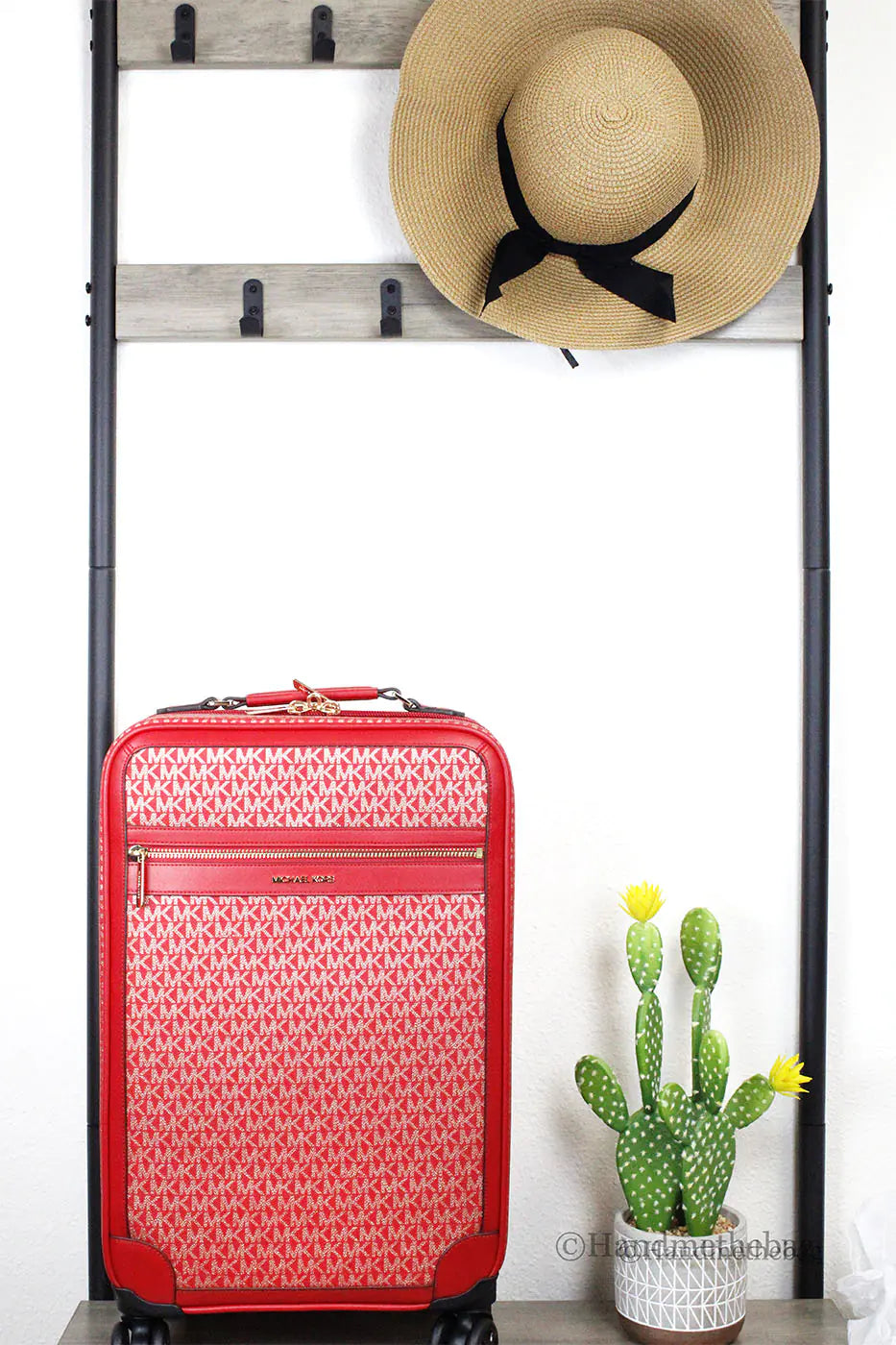 Michael Kors Travel Small Red Trolley Rolling Suitcase